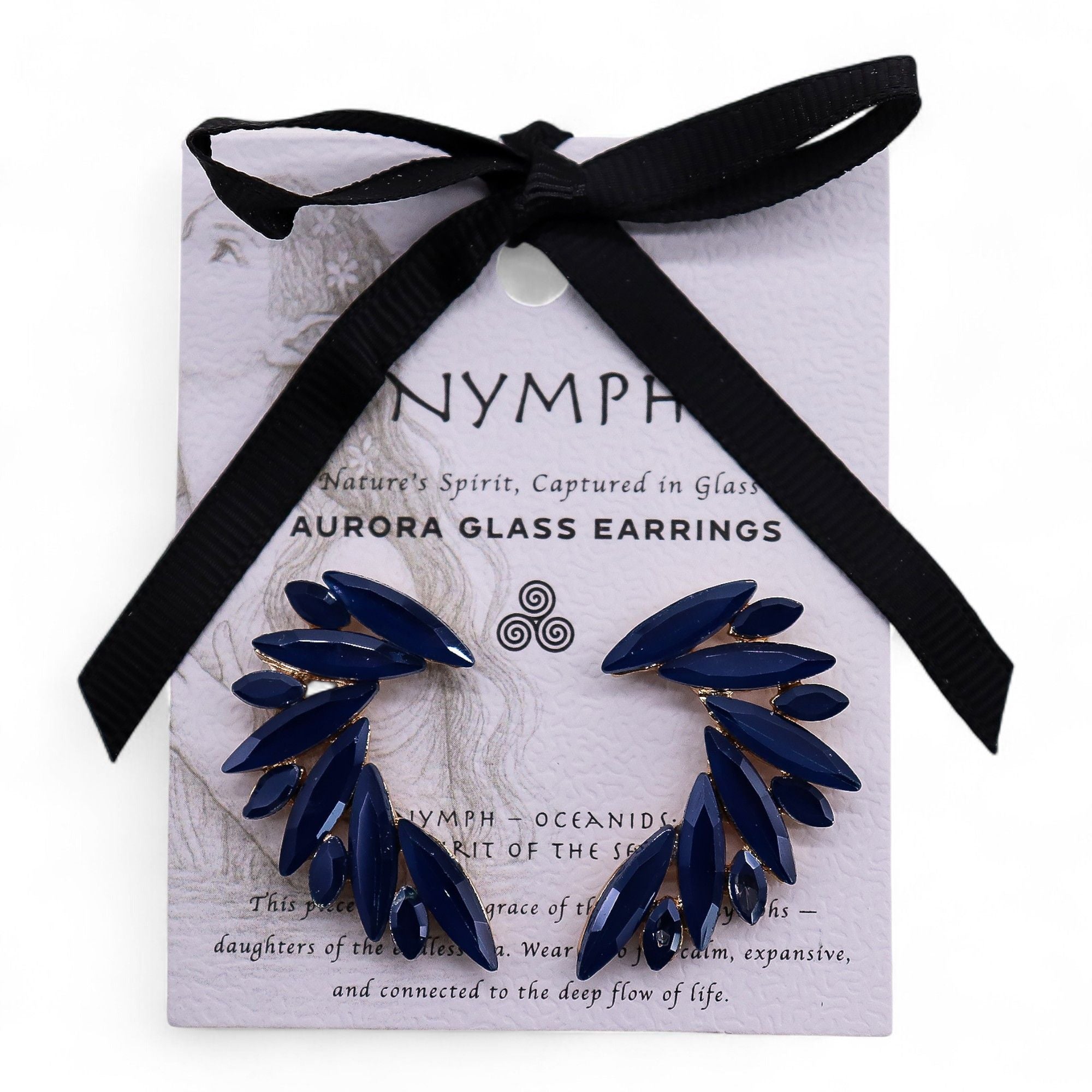 Boucles d'Oreilles Ange Bleu Royal - Verre Vintage Acier – photo 4