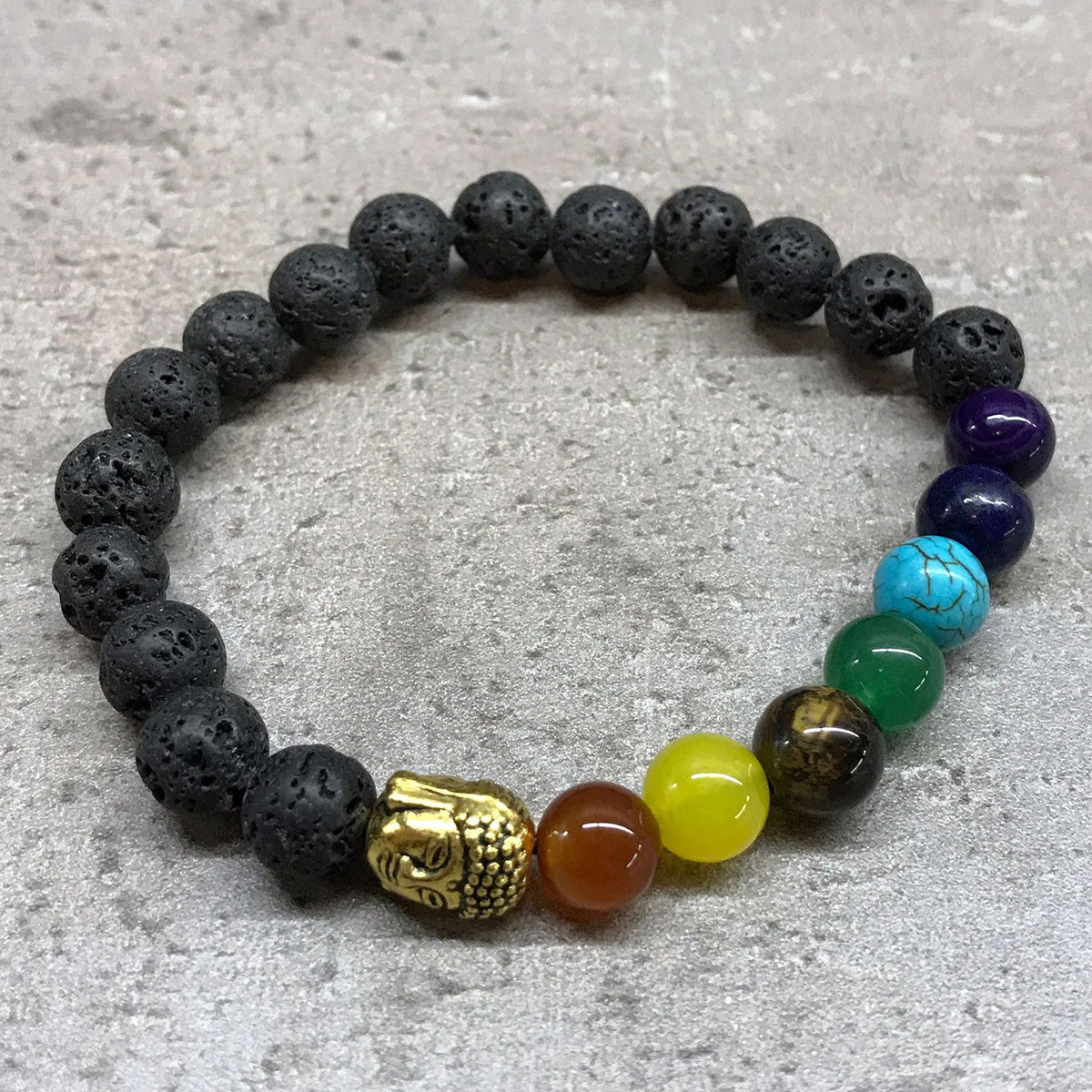 Bracelet en pierre de lave - Bouddha - photo 2