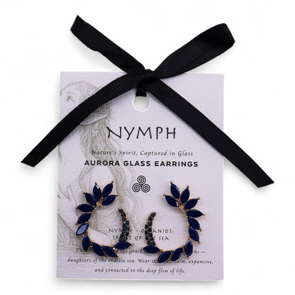 Boucles d'Oreilles Verre Bleu Royal - Vintage Loop Acier – photo 3