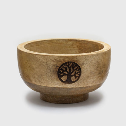 Petit bol rituel en bois, porte-encens à motifs ésotériques — Tatum Cristal