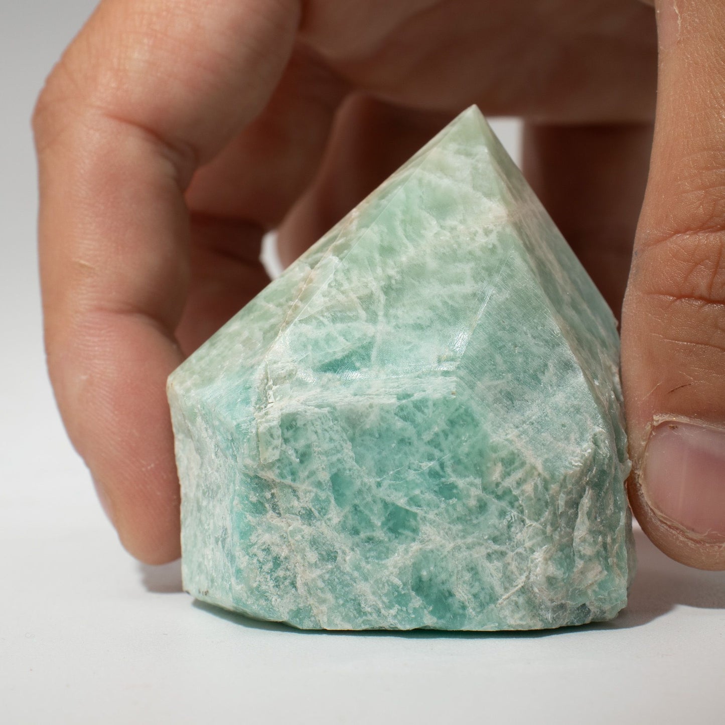Pointe polie en Amazonite (lot de 5 à 6 pièces)