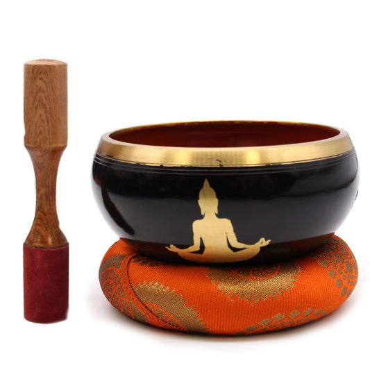 Bol Tibétain Bouddha 14 cm - Noir & Orange – photo 6