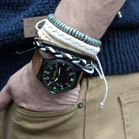 Mens Bracelet Sets - Metal & Leather (asst)