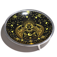 Triple Leg  Enamelled  Offering Plate - Gold Goddess on Black