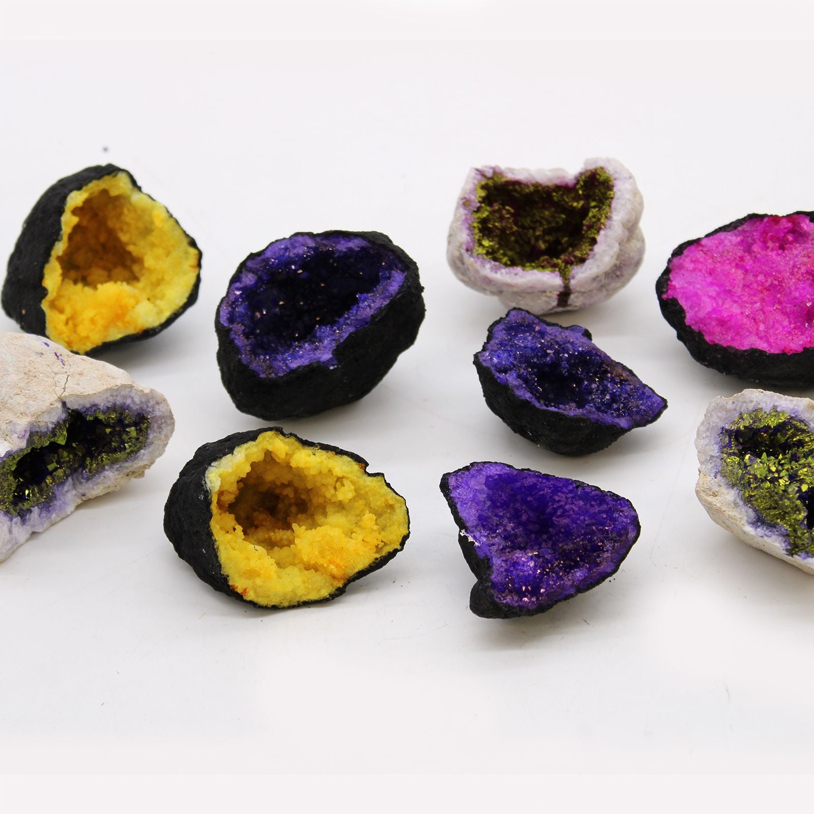 Géode Calcite Rose & Or — Pierre Naturelle Colorée