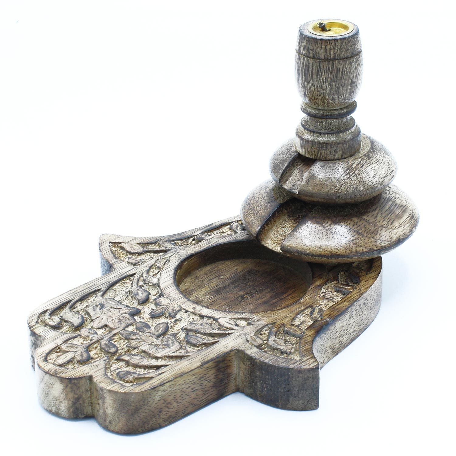 Brûle-Encens Backflow Hamsa — Bois de Manguier Sculpté