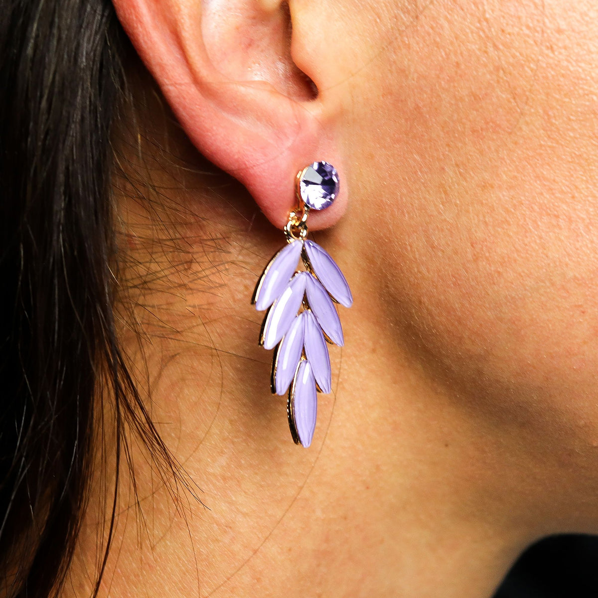 Boucles d'oreilles Fée Lavande - Verre Vintage Irisé – photo 2