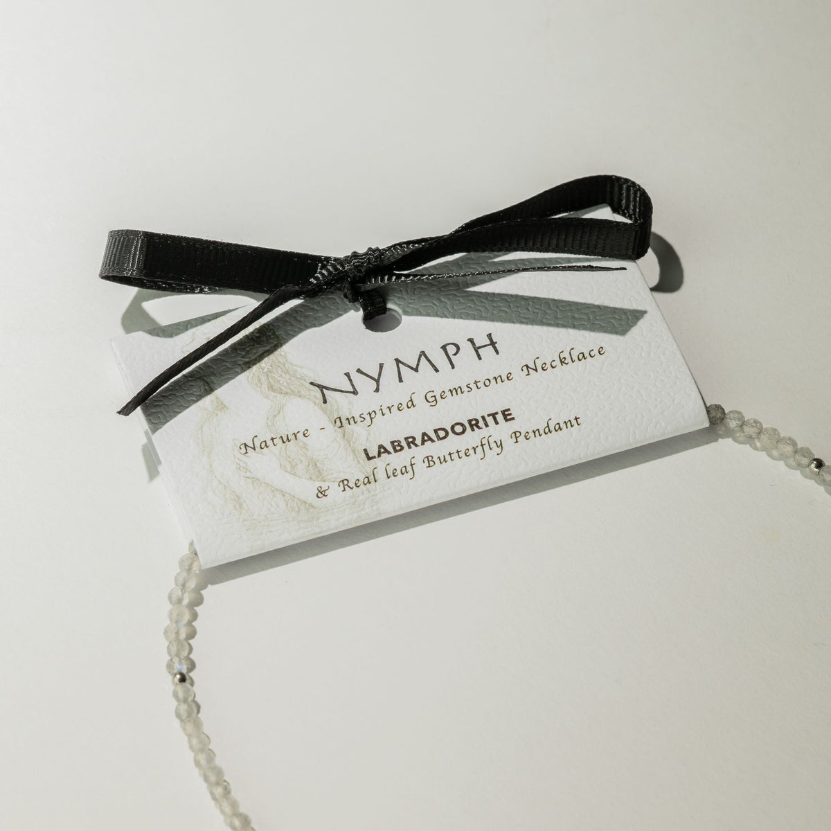 Collier Labradorite — Papillon en Feuille Véritable Argentée - photo 4