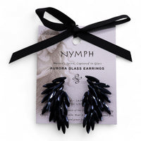 Boucles d'Oreilles Ailes d'Ange Verre Noir - Vintage Mystique – photo 5