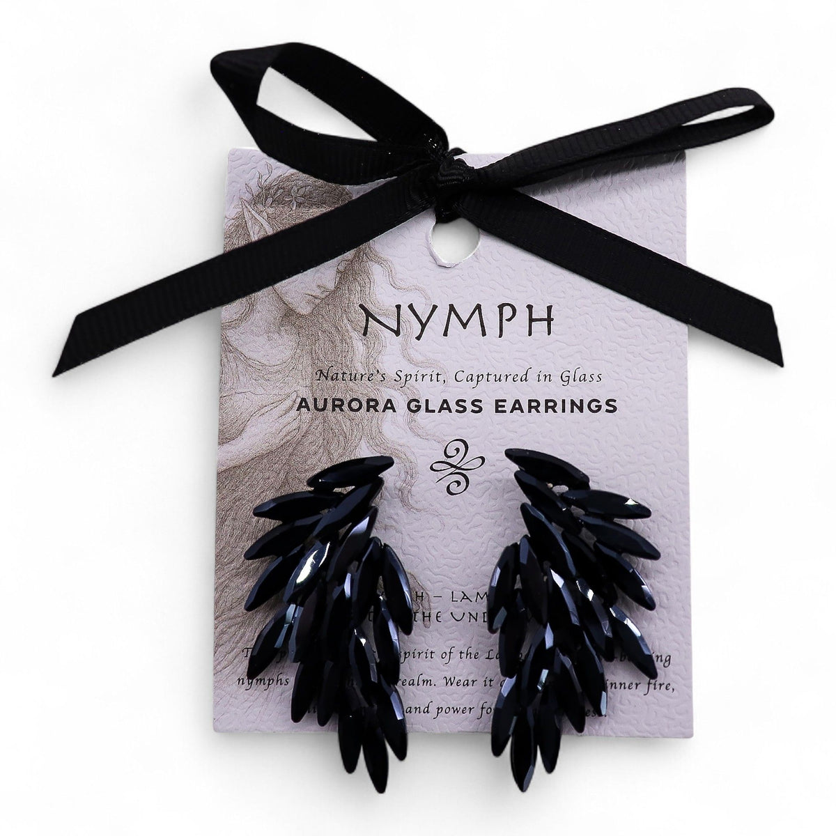 Boucles d'Oreilles Ailes d'Ange Verre Noir - Vintage Mystique – photo 5
