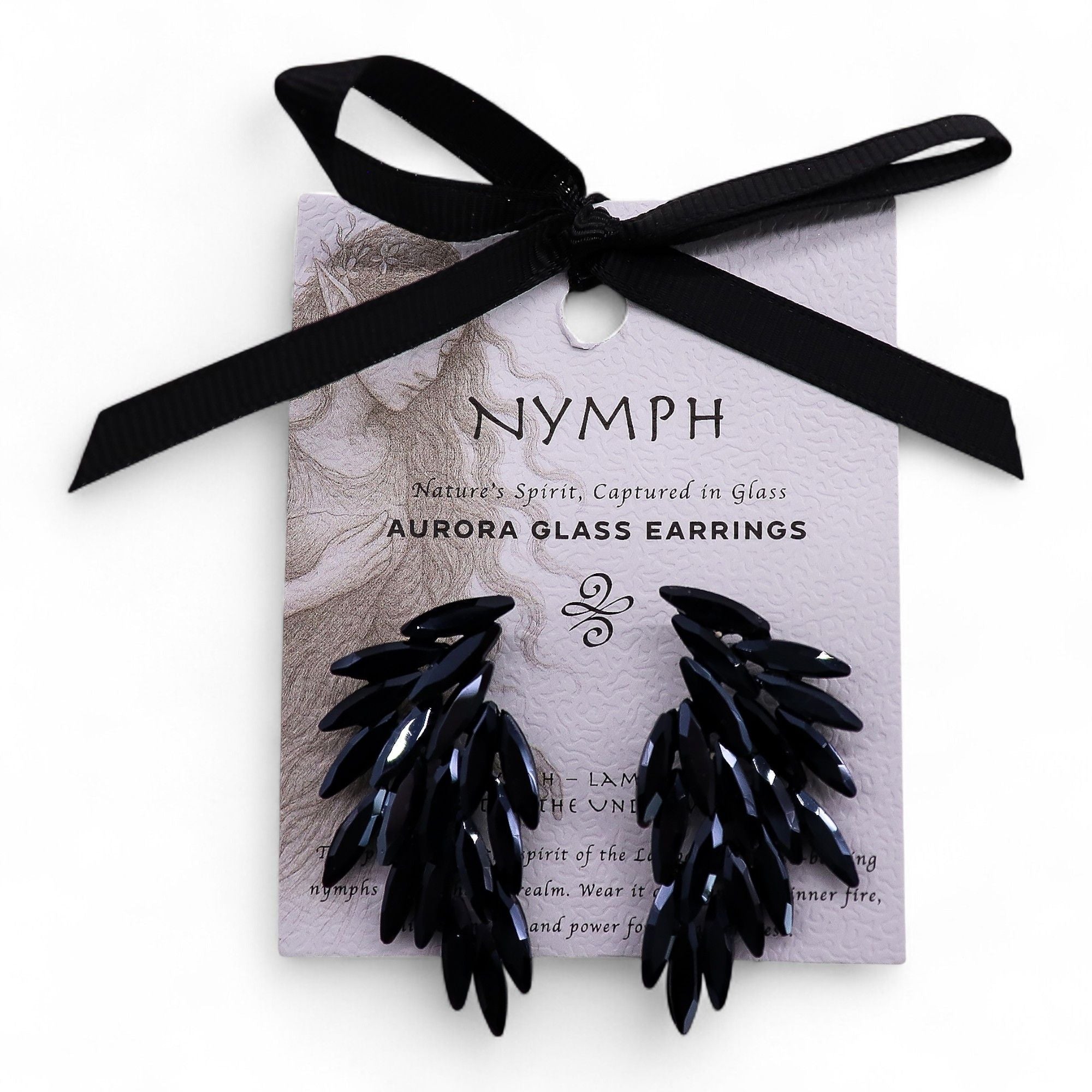 Boucles d'Oreilles Ailes d'Ange Verre Noir - Vintage Mystique – photo 5