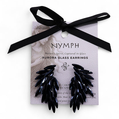 Boucles d'Oreilles Ailes d'Ange Verre Noir - Vintage Mystique – photo 5