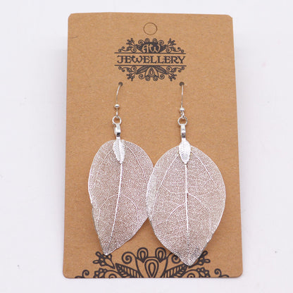 Boucles d'Oreilles Feuille Vraie - Argentées Artisan – photo 2
