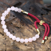 Bracelet Quartz Rose 6mm - Amour & Cœur Plaqué Or – photo 3