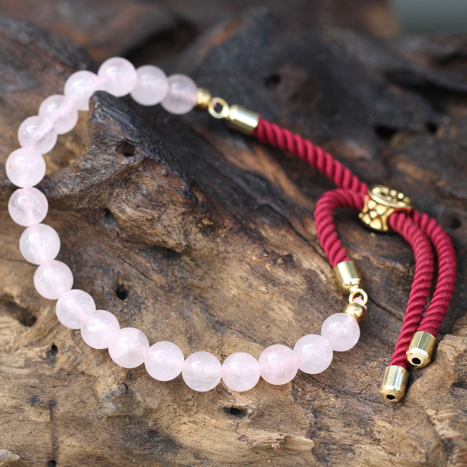 Bracelet Quartz Rose 6mm - Amour & Cœur Plaqué Or – photo 3