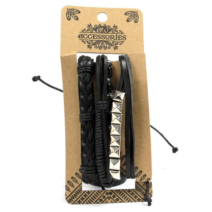 Bracelet Homme Cuir & Métal - Set 4 Pièces Tendance