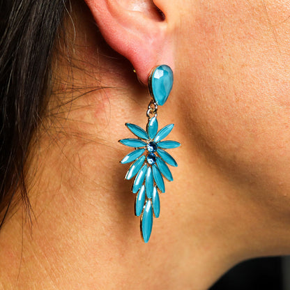 Boucles d'Oreilles Longues Verre Teal - Forêt & Nature – photo 2