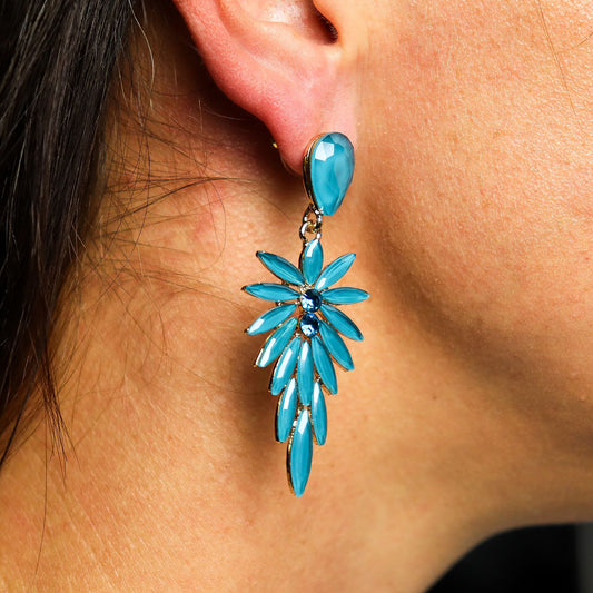 Boucles d'Oreilles Longues Verre Teal - Forêt & Nature – photo 2