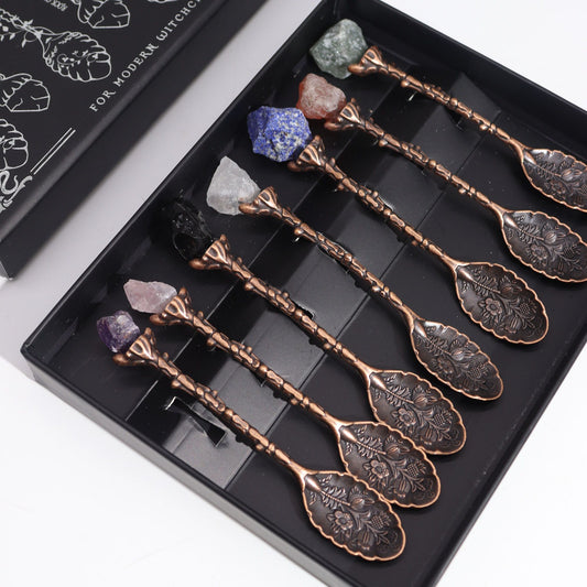 Parure de 7 Cuillères Rituelles Witch Spoons - 7 Pierres & Bronze – photo 3