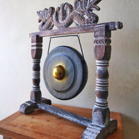 Gong de Guérison 25cm Noir sur Stand Sculpté Bali – photo 3