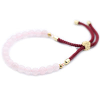 Bracelet Quartz Rose 6mm - Amour & Cœur Plaqué Or