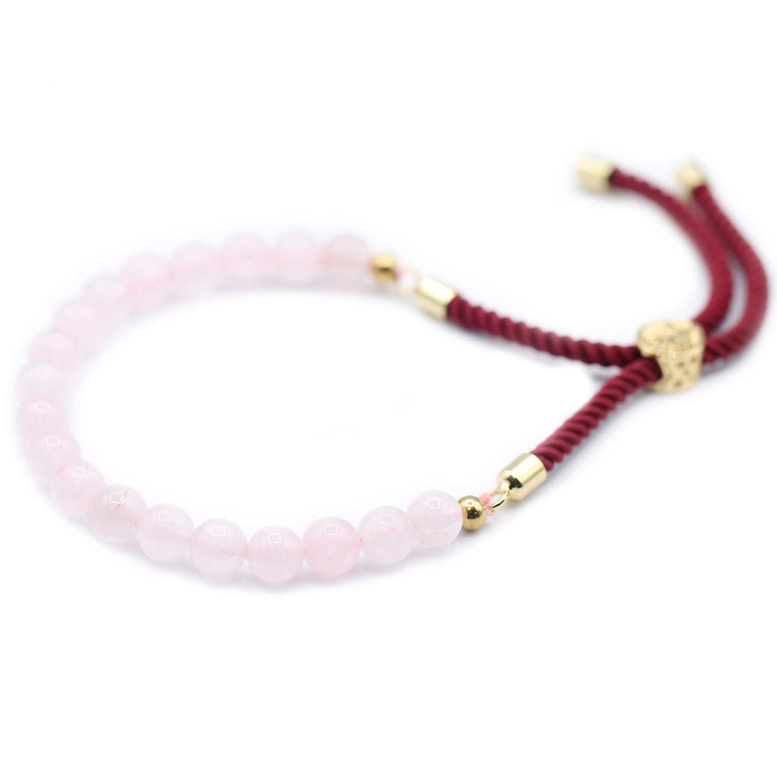 Bracelet Quartz Rose 6mm - Amour & Cœur Plaqué Or