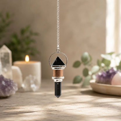 Pendule en Obsidienne noire et cuivre