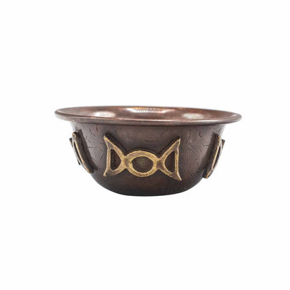 Coupe Rituelle Triple Lune 8x4cm - Cuivre Antique Autel