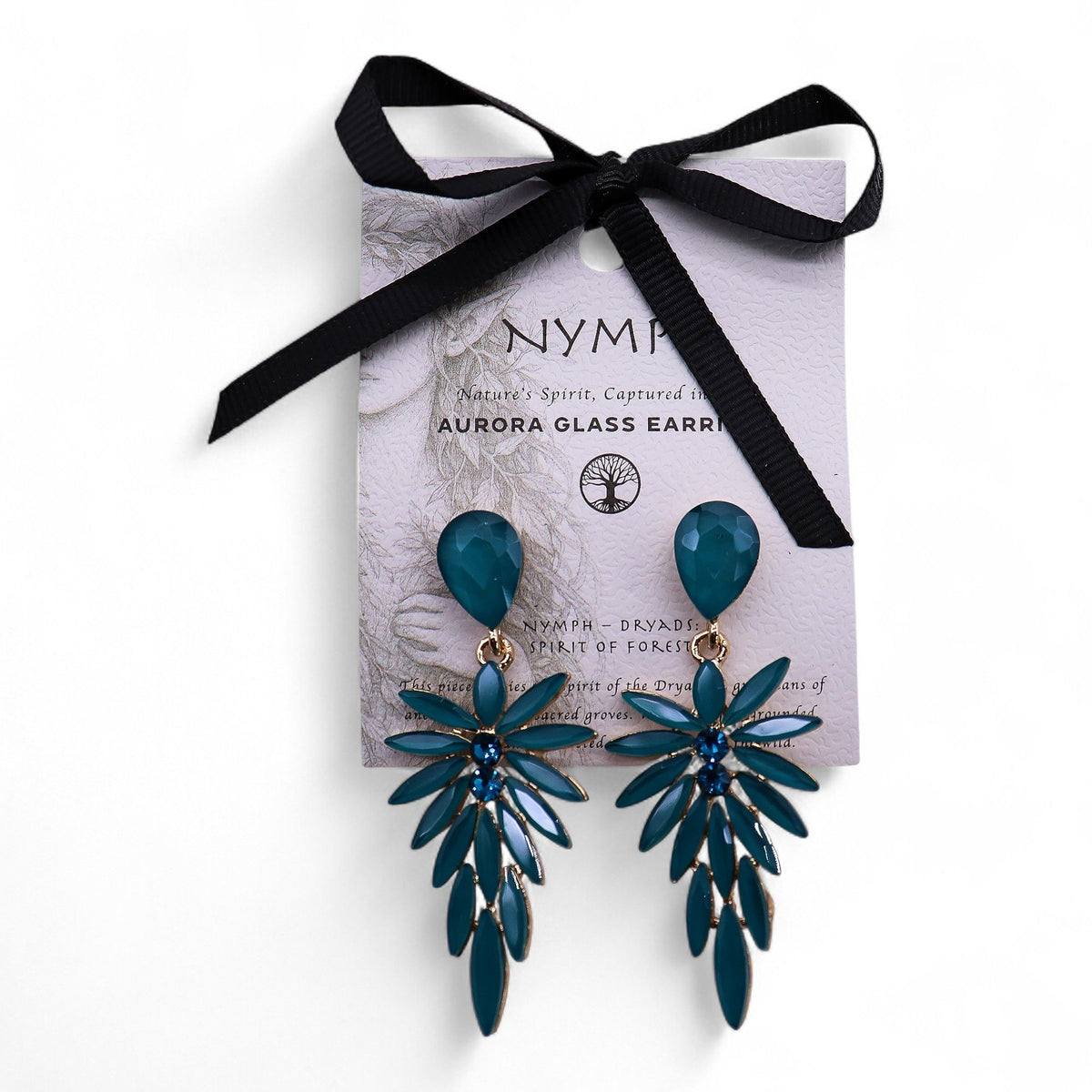 Boucles d'Oreilles Longues Verre Teal - Forêt & Nature – photo 3