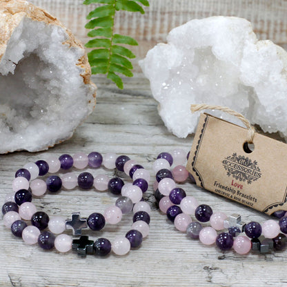 Lot de 2 bracelets d'amitié - Quartz Rose - photo 5