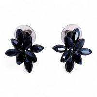 Boucles d'Oreilles Fleurs Verre Noir - Style Vintage Élégant – photo 6