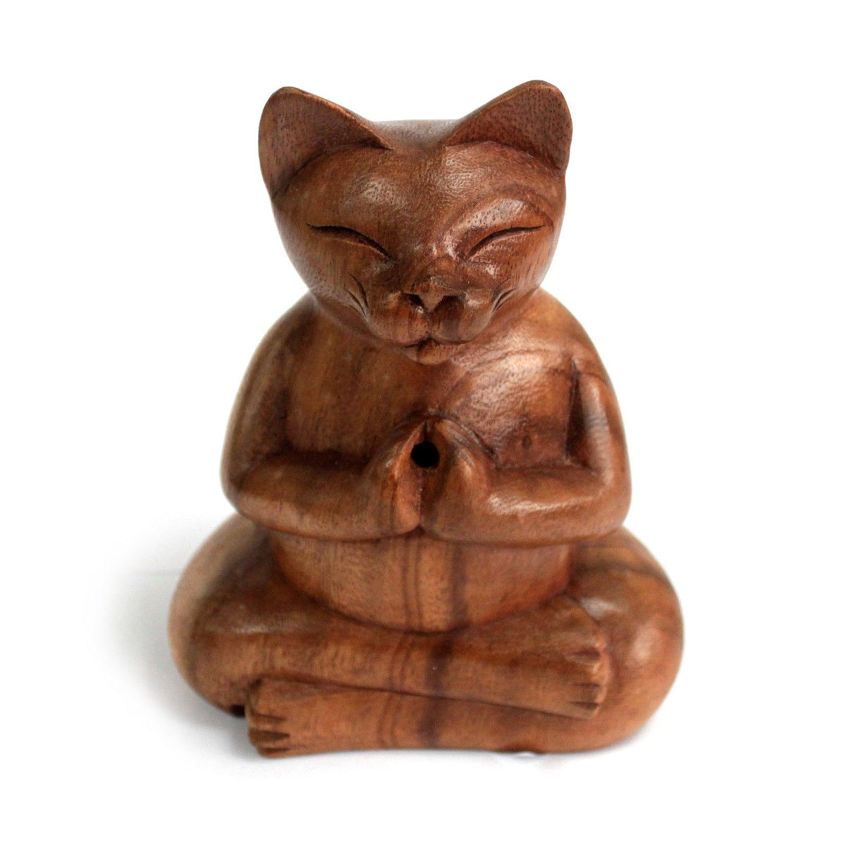 Brûleur d'Encens Chat Yoga - Bois Sculpté Main – photo 2