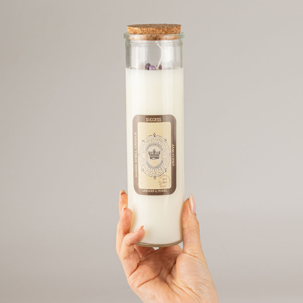Bougie Magique Succès — Améthyste, Lavande & Fenouil