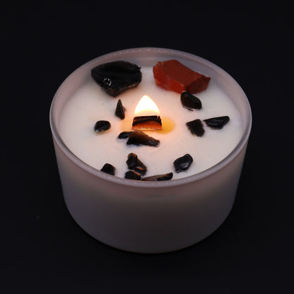 Bougie Chakra Racine — Jaspe Rouge & Agate Noire — Oud Noir - photo 2