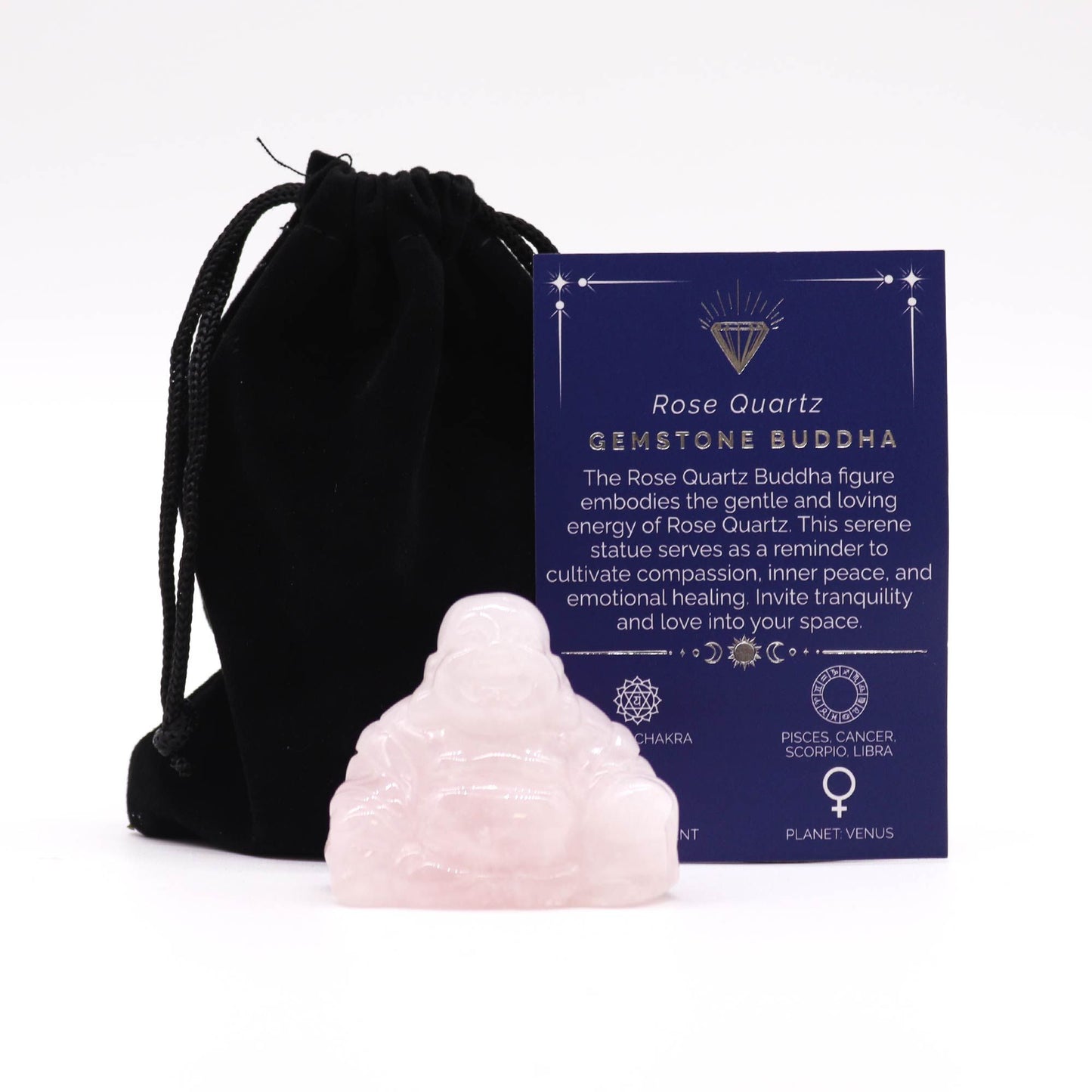 Figurine Bouddha en Quartz Rose