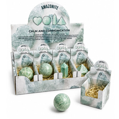 Set de 4 Formes en Amazonite — Cœur, Sphère, Obélisque, Pyramide - photo 5