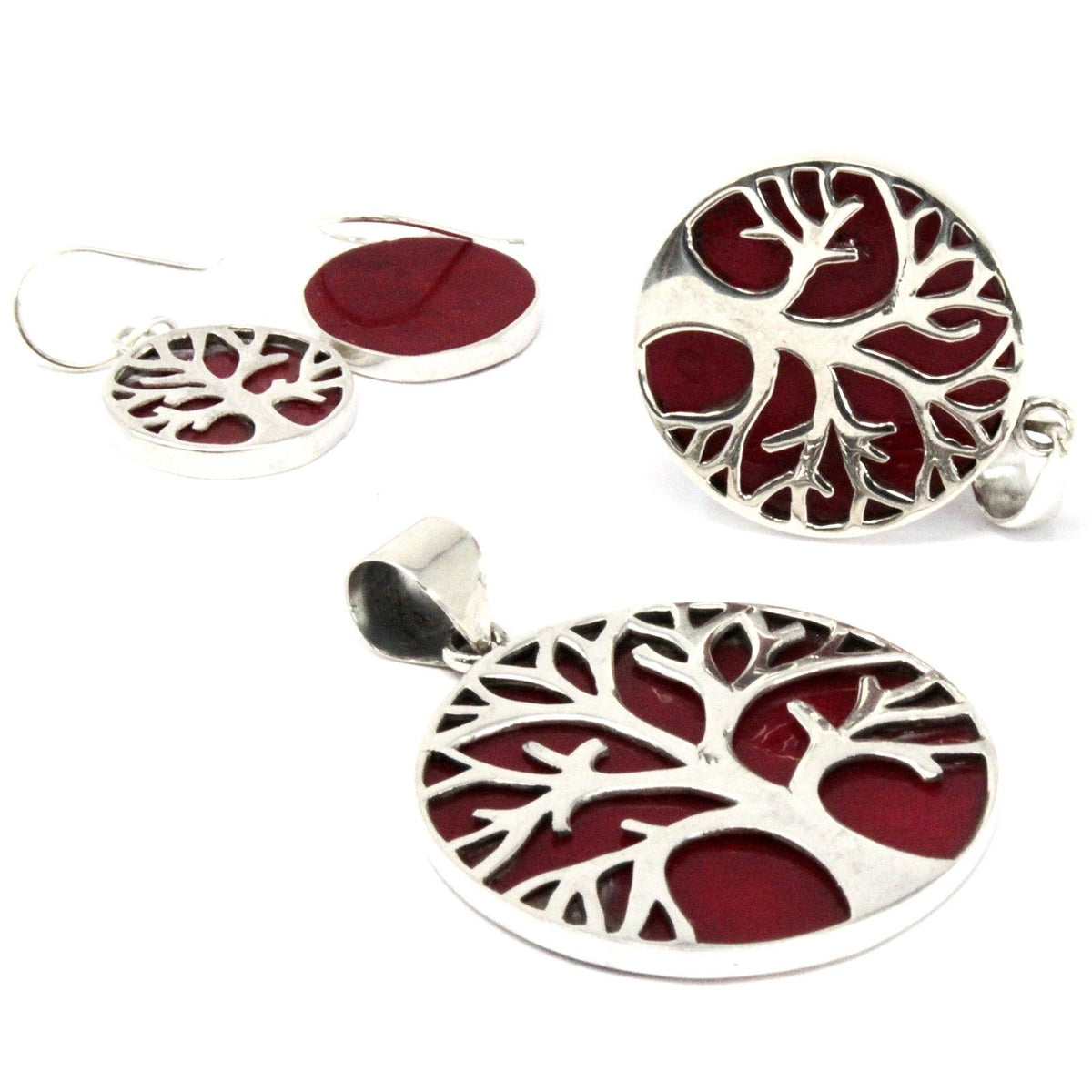Pendentif Arbre de Vie 30mm - Argenté, Effet Corail – photo 4
