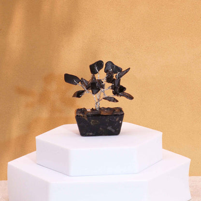 Mini Gemstone Trees On Orgonite Base - Black Agate (15 stones)