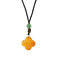 Pendentif sur cordon - Trèfle - Jade Rouge
