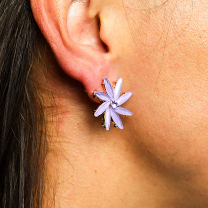 Boucles d'Oreilles Fleurs Verre - Lavande Vintage – photo 4