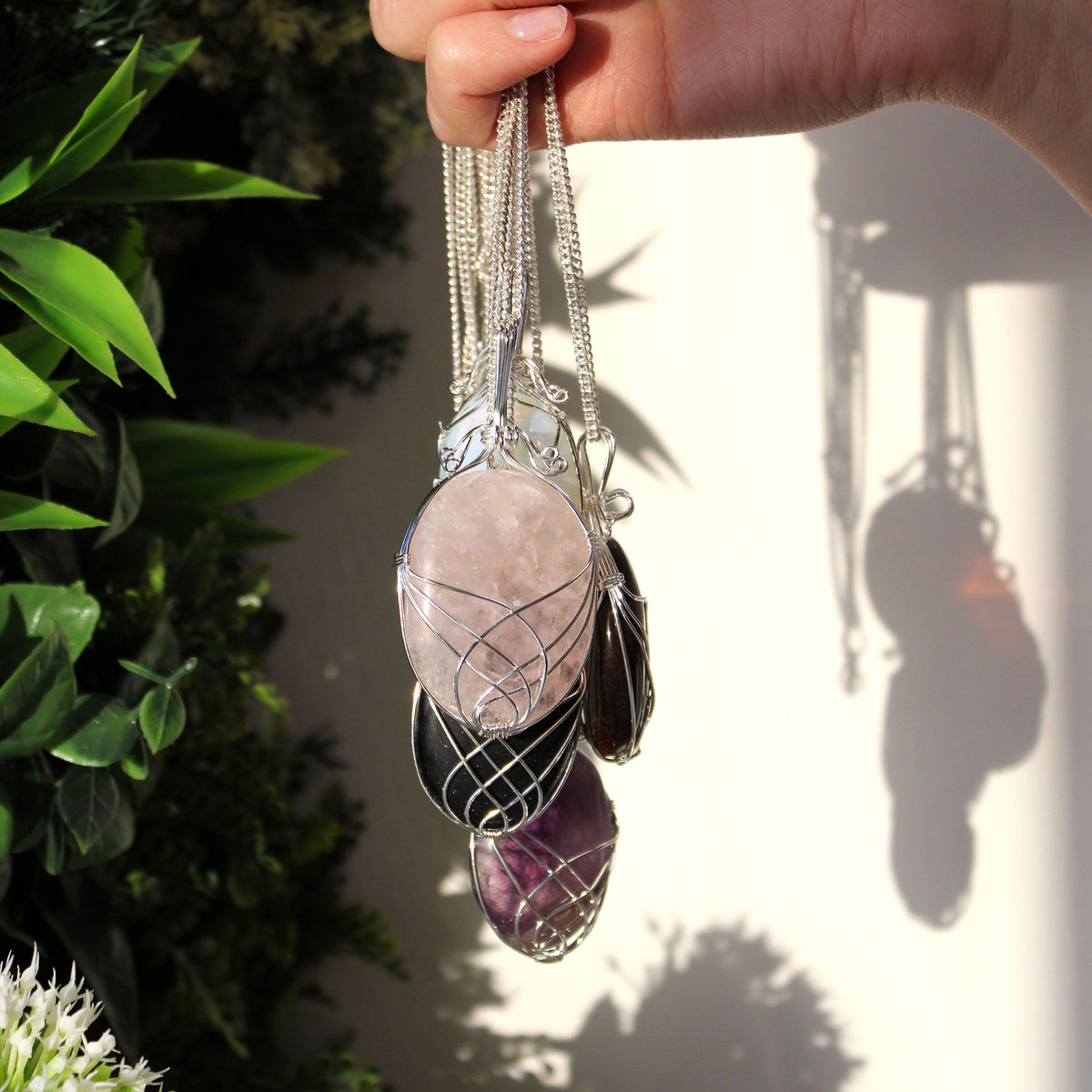 Swirl Wrapped Gemstone Necklace - Rose Quartz - photo 2