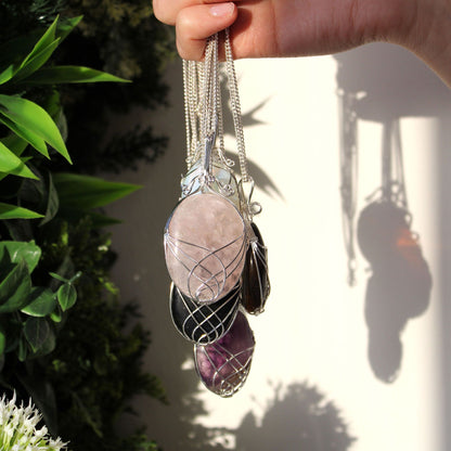 Swirl Wrapped Gemstone Necklace - Rose Quartz - photo 2