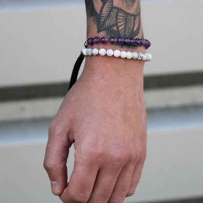 Bracelet Howlite Blanche - Cordon Marine Ajustable – photo 2