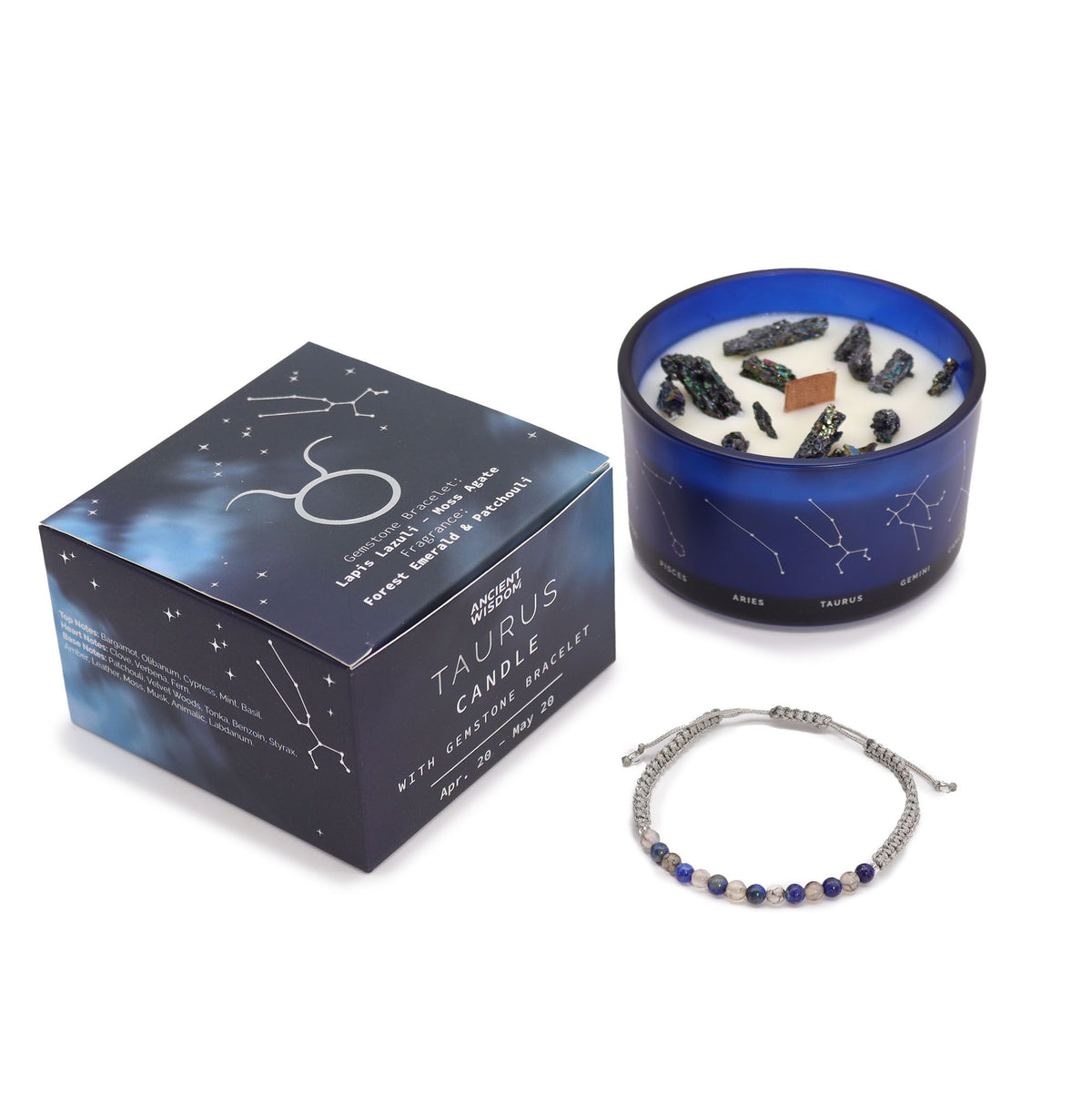 Bougie Zodiaque Taureau — Bracelet Lapis Lazuli & Agate Mousse - photo 4