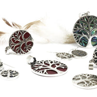 Tree of Life Silver Pendent 22mm - Coral Effect