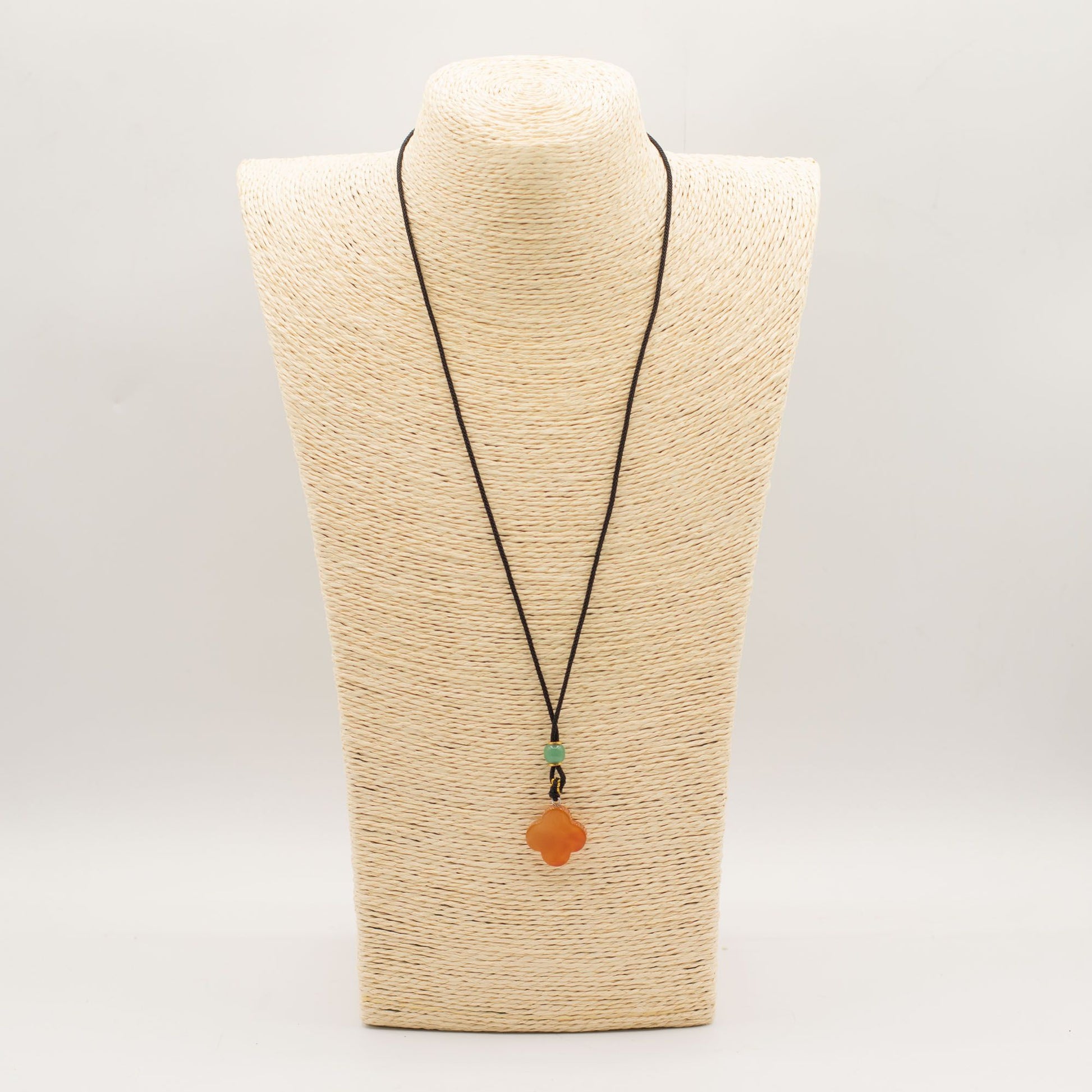 Pendentif sur cordon - Trèfle - Jade Rouge - photo 2