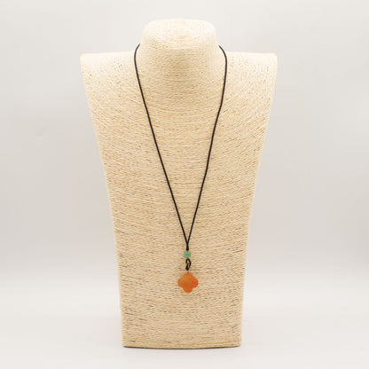 Pendentif sur cordon - Trèfle - Jade Rouge - photo 2