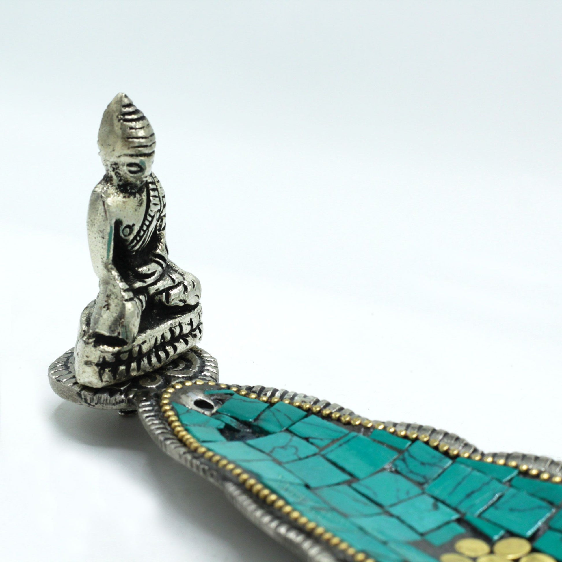 Porte-Encens Bouddha Tibétain Feuille - Céramique Fait Main – photo 4