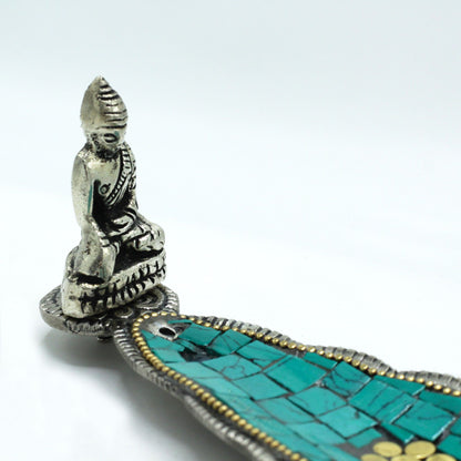 Porte-Encens Bouddha Tibétain Feuille - Céramique Fait Main – photo 4