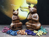 Brûleur d'Encens Chat Yoga - Bois Sculpté Main